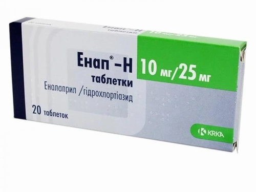 Цены на Энап-H табл. 10 мг/25 мг №20 (10х2)