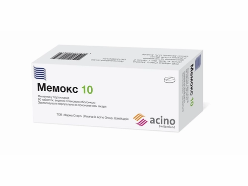 Ціни на Мемокс 10 табл. в/о 10 мг №60 (10х6)