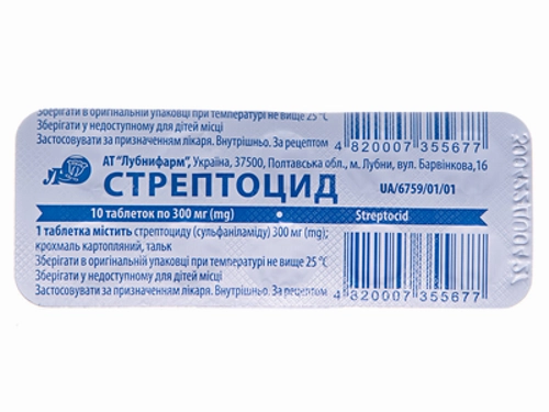 Цены на Стрептоцид табл. 300 мг №10