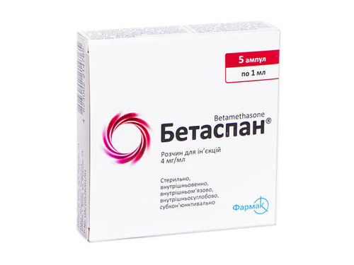 Ціни на Бетаспан розчин для ін. 4 мг/мл амп. 1 мл №5