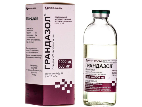 Ціни на Грандазол розчин для інф. 5 мг/2,5 мг/мл пляш. 200 мл