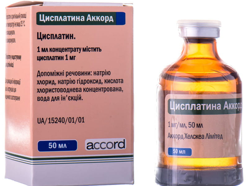 Ціни на Цисплатина Аккорд конц. для розчину для інф. 1 мг/мл фл. 50 мл №1