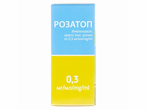 Ціни на Розатоп краплі очні 0,3 мг/мл фл. 3 мл №1