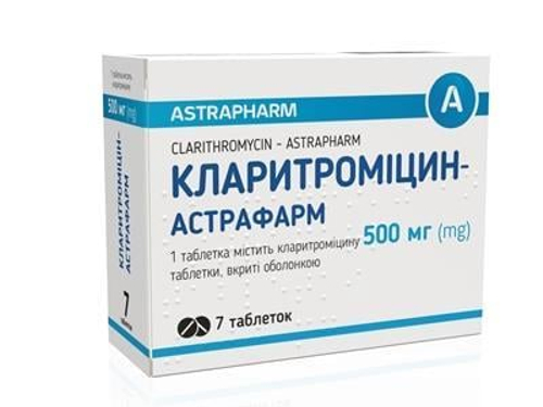 Ціни на Кларитроміцин-Астрафарм табл. в/о 500 мг №7