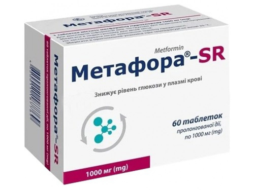 Ціни на Метафора-SR табл. пролонг. дії 1000 мг №60 (10х6)