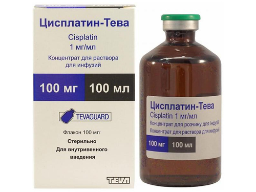 Ціни на Цисплатин-Тева конц. для розчину для інф. 1 мг/мл фл. 100 мл №1