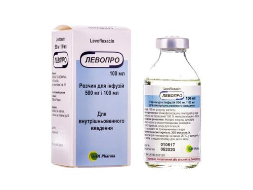 Ціни на Левопро розчин для інф. 500 мг/100 мл пляш. 100 мл