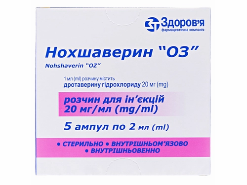 Ціни на Нохшаверин ОЗ розчин для ін. 20 мг/мл амп. 2 мл №5