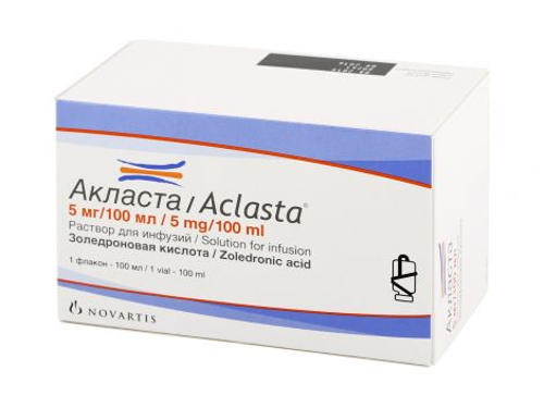 Ціни на Акласта розчин для інф. 5 мг/100 мл фл. 100 мл