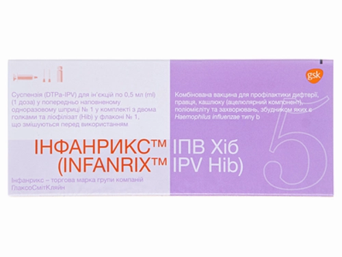 Цены на Инфанрикс ИПВ хиб сусп. для ин. 1 доза 0,5 мл шприц с 2 иголк.+(hib) №1
