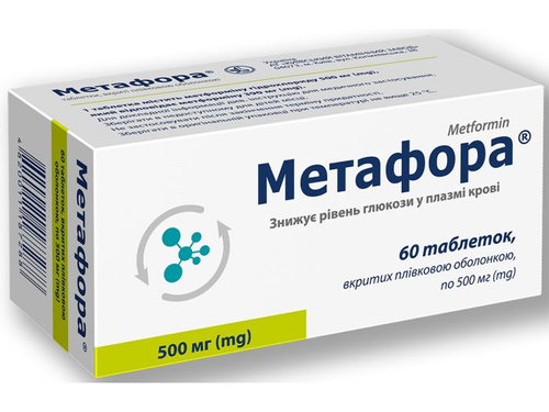 Цены на Метафора табл. п/о 500 мг №60 (10х6)