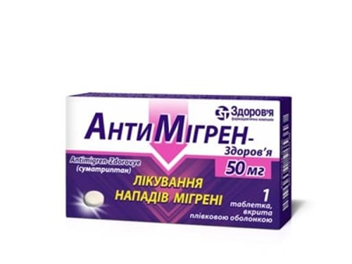 Цены на Антимигрен-Здоровье табл. п/о 50 мг №1