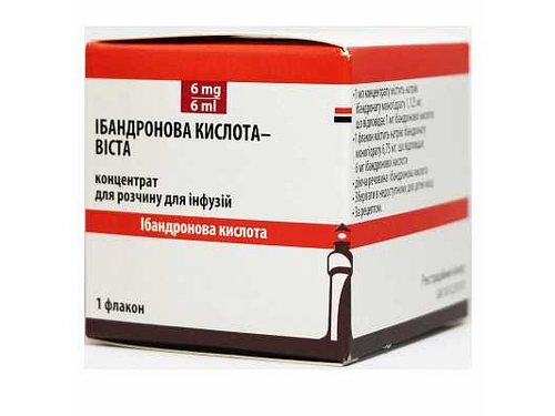 Ціни на Ібандронова кислота-Віста конц. для розчину для інф. 1 мг/мл фл. 6 мл