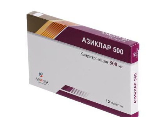 Ціни на Азиклар 500 табл. в/о 500 мг №10