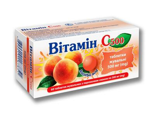 Ціни на Вітамін С 500 табл. жув. персик. №60 (10х6)