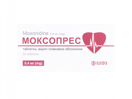 Ціни на Моксопрес табл. в/о 0,4 мг №30 (10х3)