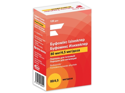 Ціни на Буфомікс Ізіхейлер пор. для інг. 80 мкг/4,5 мкг/доза 120 доз