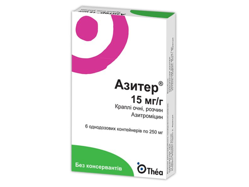Цены на Азитер капли глаз. раствор 15 мг/г конт. однодоз. 250 мг №6
