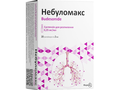 Ціни на Небуломакс сусп. для розп. 0,25 мг/мл конт. 2 мл №20 (5х4)