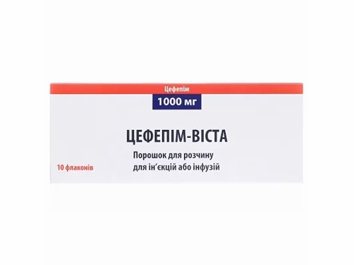 Ціни на Цефепім-Віста пор. для розчину для ін та інф. 1000 мг фл. №10
