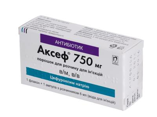 Аксеф пор. для розчину для ін. 750 мг з розч. амп. 6 мл №1