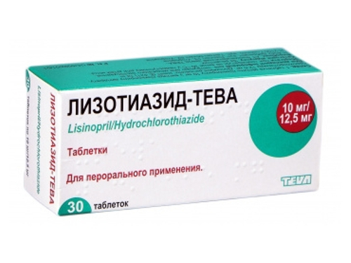 Лізотіазид-Тева табл. 20 мг/12,5 мг №30 (10х3)