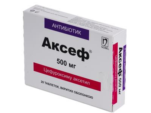 Аксеф табл. в/о 500 мг №20 (10х2)