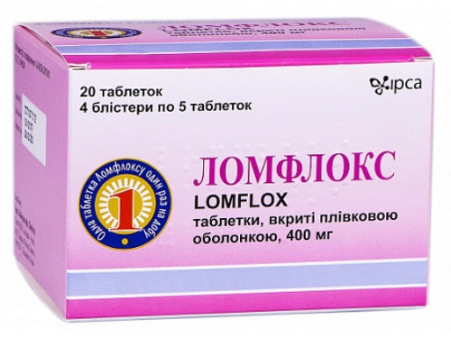 Цены на Ломфлокс табл. п/о 400 мг №20 (5х4)