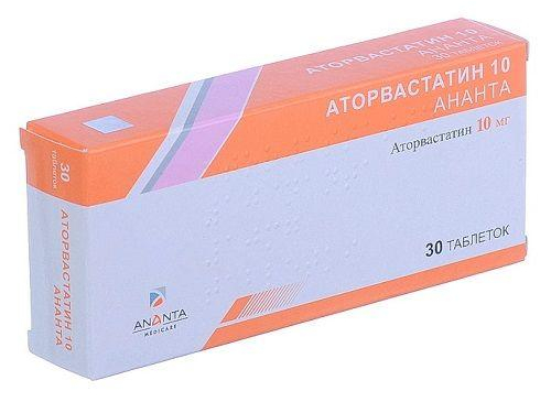 Цены на Аторвастатин 10 Ананта табл. п/о 10 мг №30 (10х3)