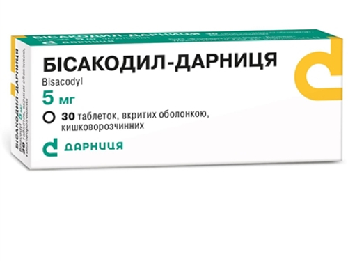 Бісакодил-Дарниця табл. в/о 5 мг №30 (10х3)