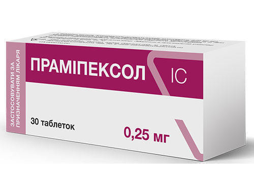 Ціни на Праміпексол ІС табл. 0,25 мг №30 (10х3)