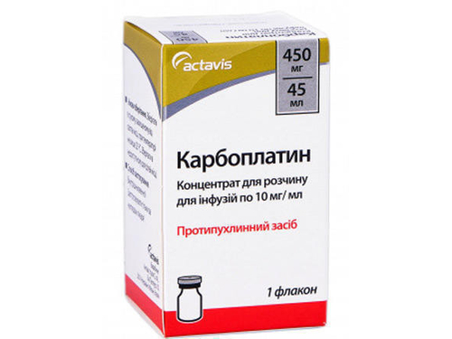 Ціни на Карбоплатін-Віста конц. для розчину для інф. 10 мг/мл фл. 45 мл (450 мг) №1