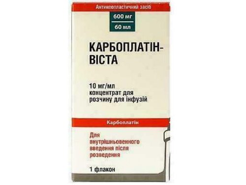 Ціни на Карбоплатін-Віста конц. для розчину для інф. 10 мг/мл фл. 60 мл (600 мг) №1