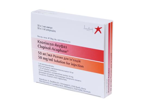 Ціни на Клопіксол-Акуфаз розчин для ін. 50 мг/мл амп. 1 мл №10
