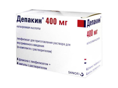 Цены на Депакин лиоф. для раствора для ин. 400 мг фл. с раств. амп. 4 мл №4