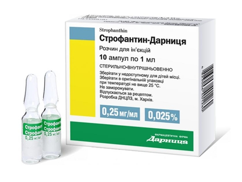 Цены на Строфантин-Дарница раствор для ин. 0,25 мг/мл амп. 1 мл №10