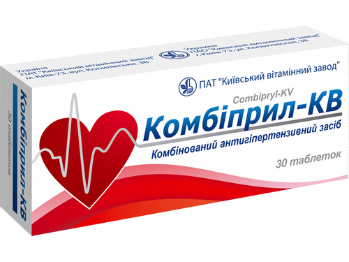 Ціни на Комбіприл-КВ табл. 5 мг/10 мг №30 (10х3)