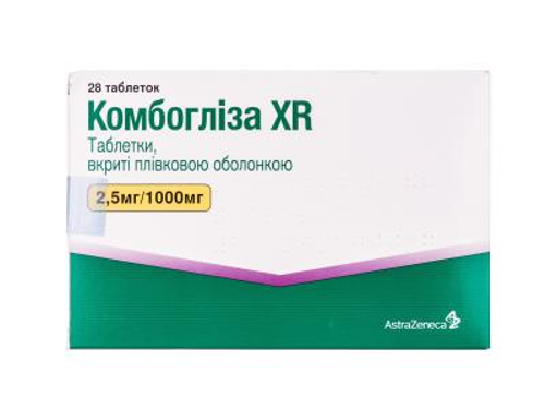 Цены на Комбоглиза XR табл. п/о 2,5 мг/1000 мг №28 (7х4)