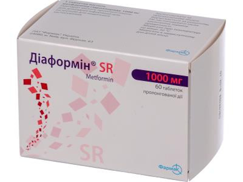Діаформін SR табл. 1000 мг №60 (10х6)
