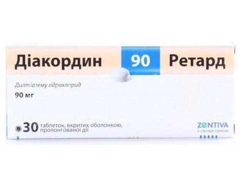 Ціни на Діакордин ретард табл. 90 мг №30 (10х3)