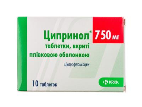 Ціни на Ципринол табл. в/о 750 мг №10