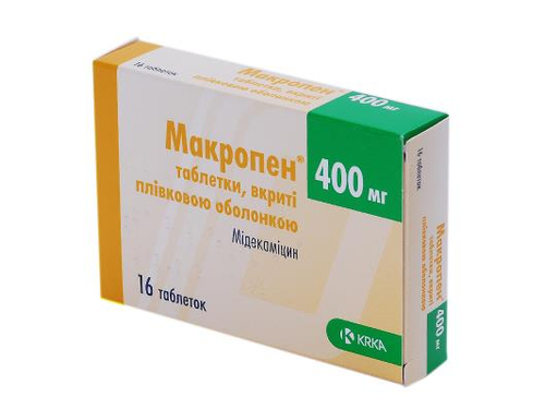 Макропен табл. в/о 400 мг №16 (8х2)