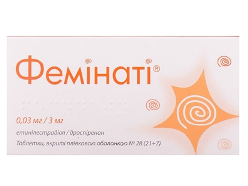 Ціни на Фемінаті табл. в/о 0,03 мг/3 мг №28 (21+7)