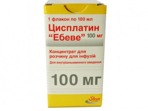 Ціни на Цисплатин "Ебеве" конц. для розчину для інф. 1 мг/мл фл. 100 мл (100 мг) №1