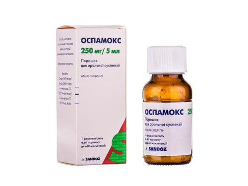Ціни на Оспамокс пор. для орал. сусп. 250 мг/5 мл 6,6 г