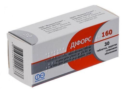 Ціни на Діфорс 160 табл. в/о 5 мг/160 мг №30 (10х3)