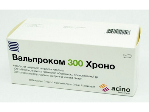 Ціни на Вальпроком 300 хроно табл. в/о 300 мг №100 (10х10)