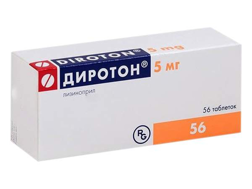 Ціни на Диротон табл. 5 мг №56 (14х4)