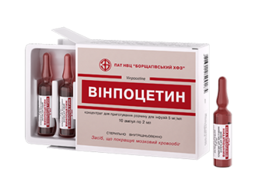 Цены на Винпоцетин конц. для раствора для инф. 5 мг/мл амп. 2 мл №10