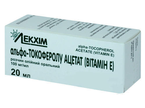 Альфа-токоферолу ацетат (вітамін Е) розчин олійний орал. 10% фл. 20 мл